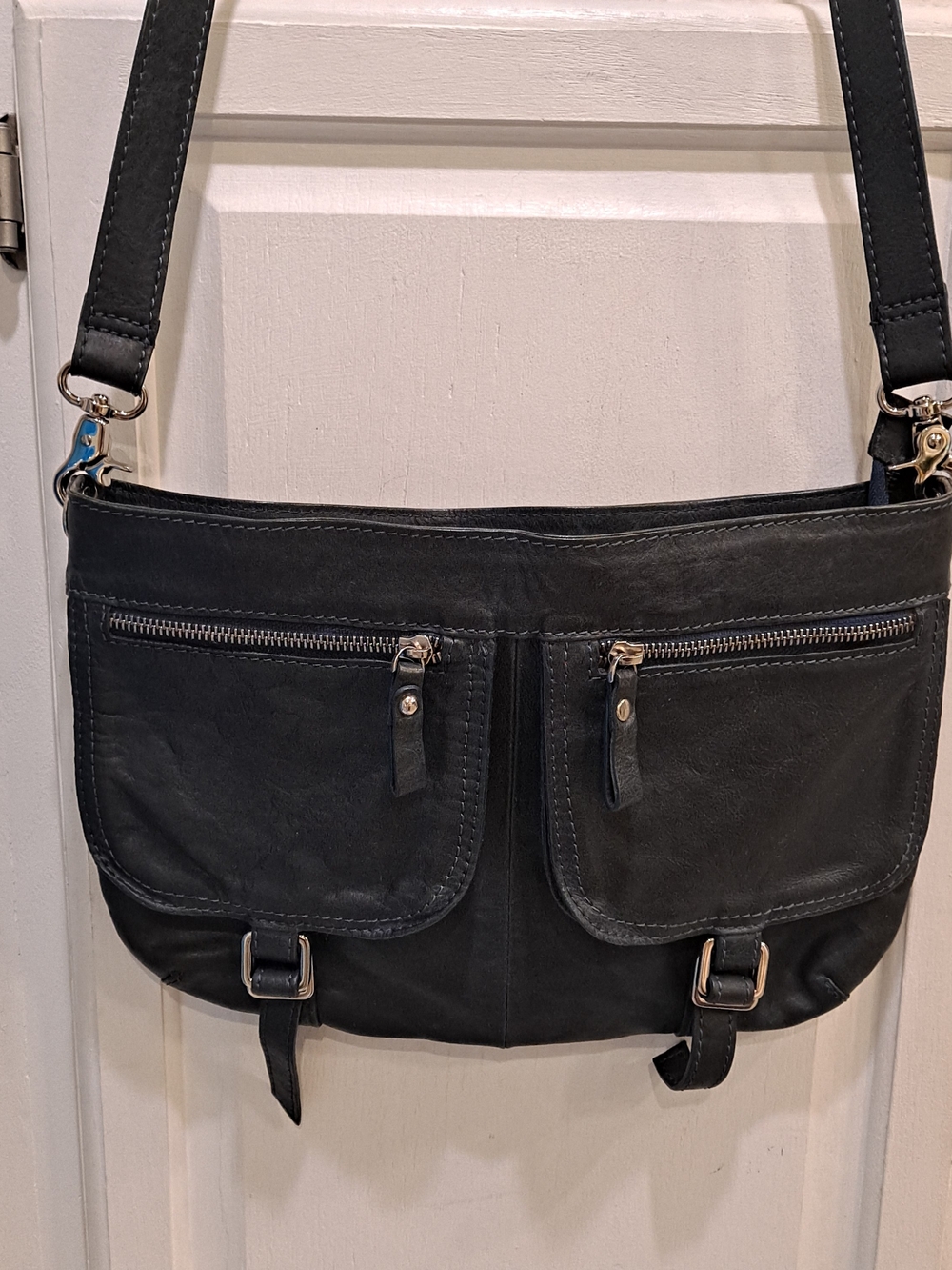 Tano Indigo Blue Vintage Italian Leather Messenger Crossbody Bag